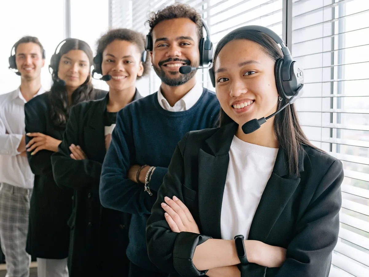 Contact centre team handling verified customer calls