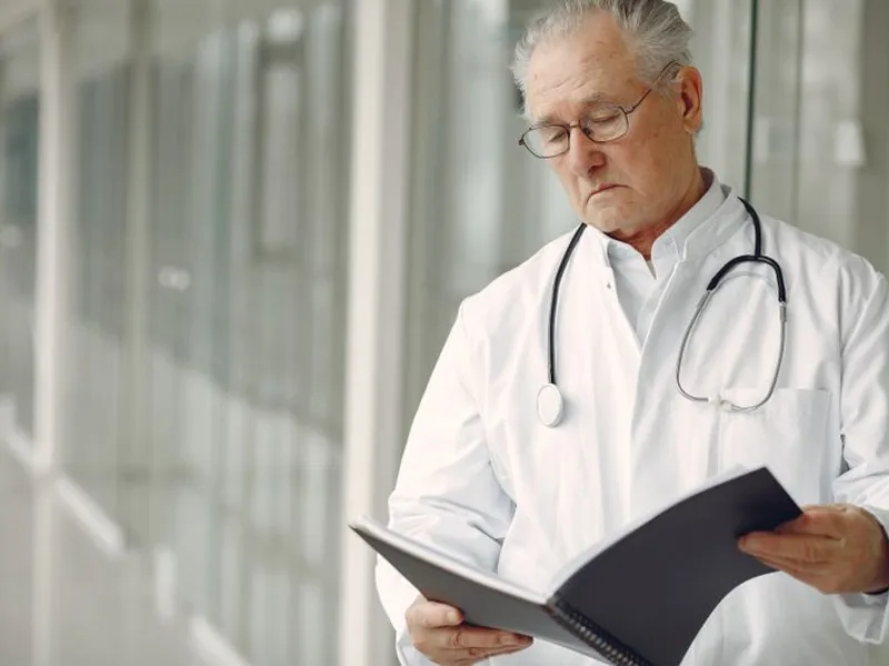 Clinician reviewing patient notes
