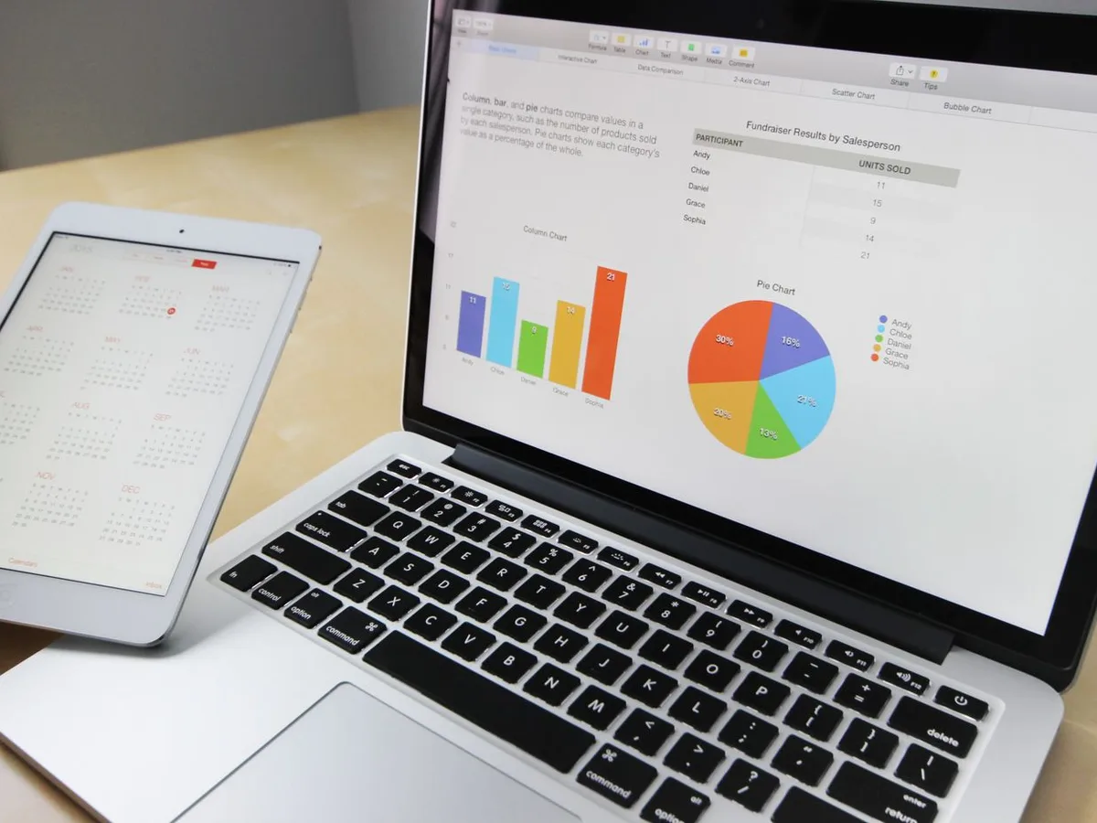 Analytics dashboard showing search performance on a laptop